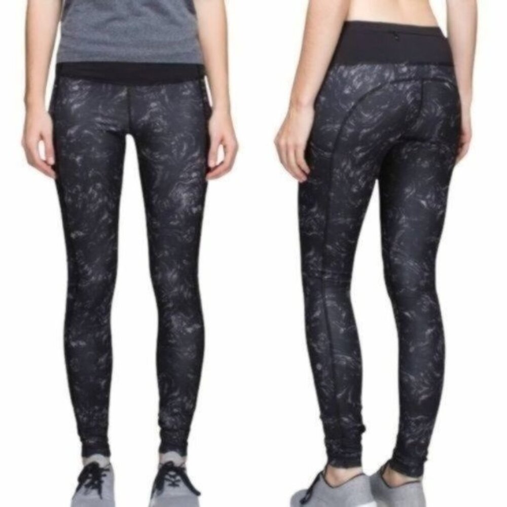LULULEMON Speed Tight II Full On Luxtreme Athletic Leggings Sz 4 Grey Black